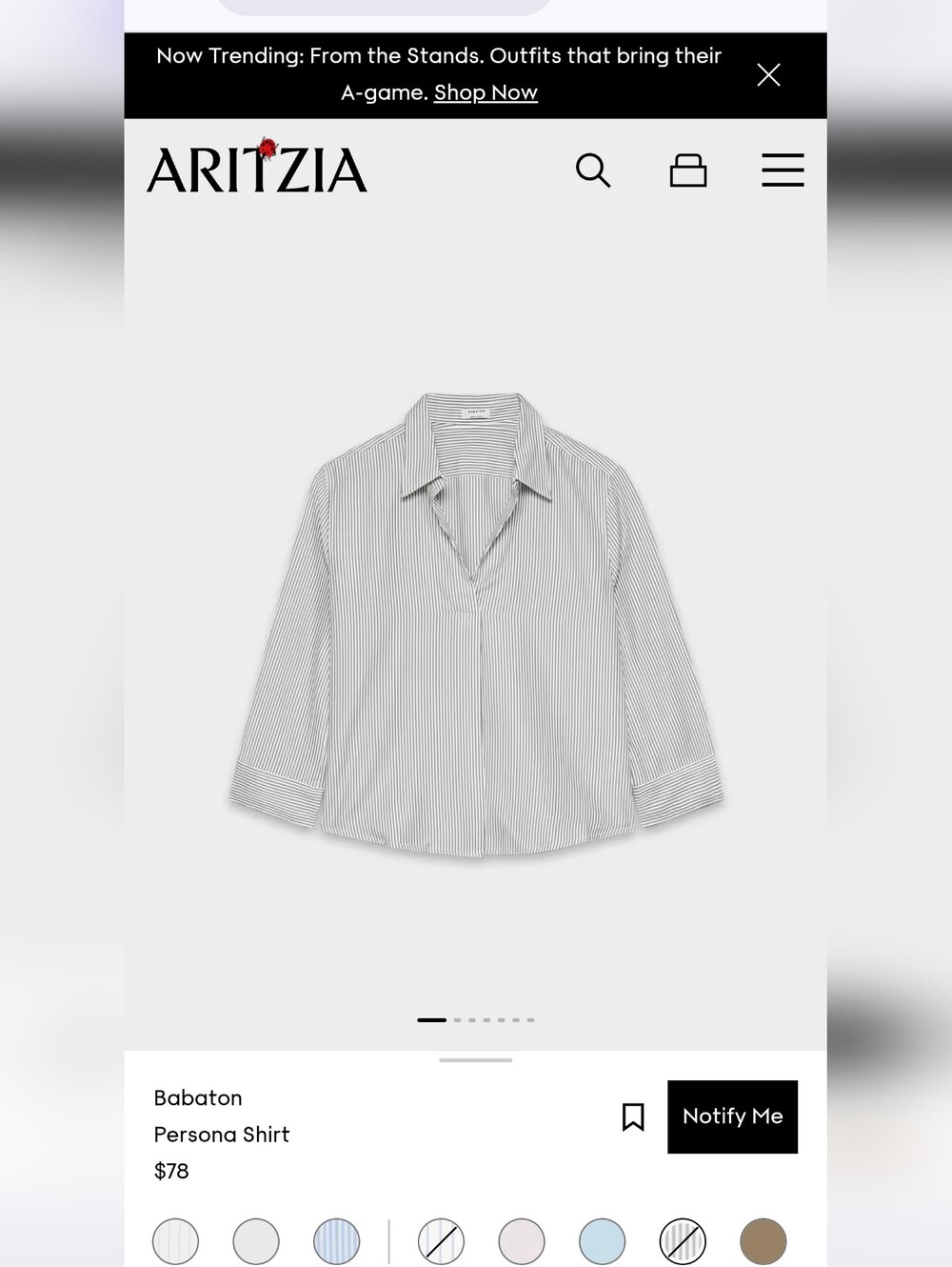Aritzia BabatonPersona Shirt Size Small